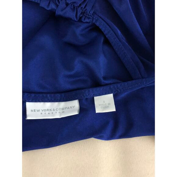 New York Company Stretch women Tank Top Blue Sleeveless Small Ruched Banded Hem - Picture 7 of 10